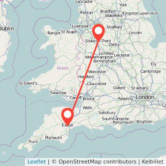 Stoke-on-Trent Exeter train map