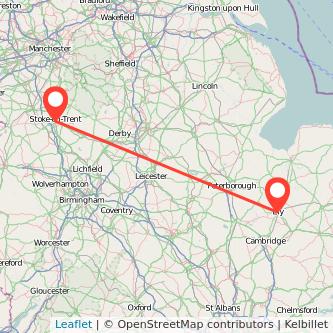 Stoke-on-Trent Ely train map