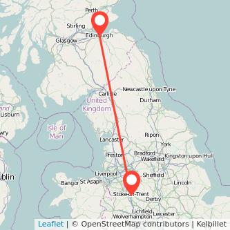 Stoke-on-Trent Edinburgh train map