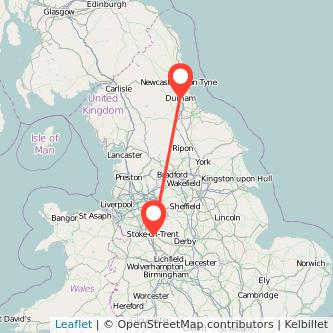 Stoke-on-Trent Durham bus map