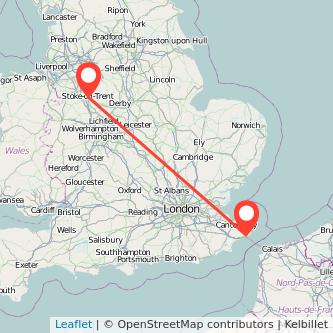 Stoke-on-Trent Dover train map