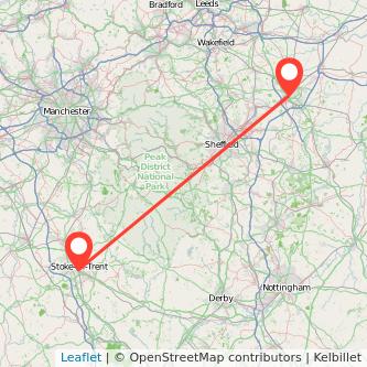 Stoke-on-Trent Doncaster train map