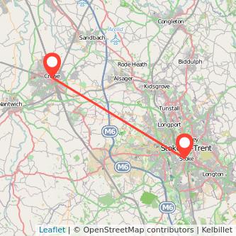 Stoke-on-Trent Crewe train map