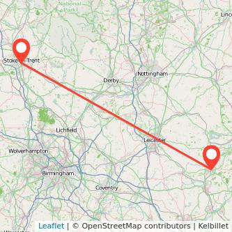 Stoke-on-Trent Corby train map