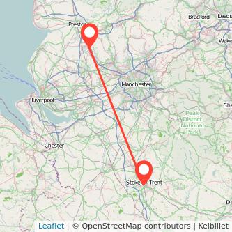 Stoke-on-Trent Chorley train map