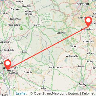 Stoke-on-Trent Chesterfield train map