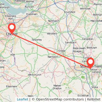 Stoke-on-Trent Chester train map