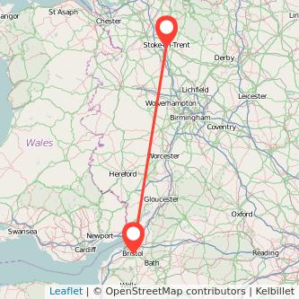 Stoke-on-Trent Bristol train map