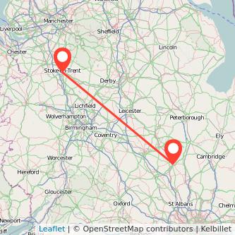 Stoke-on-Trent Bedford train map