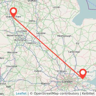 Stoke-on-Trent Basildon train map