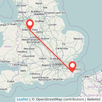 Stoke-on-Trent Ashford train map