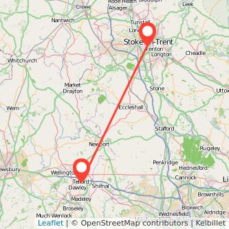 Stoke-on-Trent Telford train map