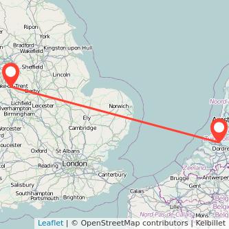 Stoke-on-Trent Rotterdam train map