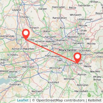 Stockport Wigan train map