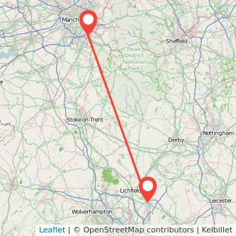Stockport Tamworth train map