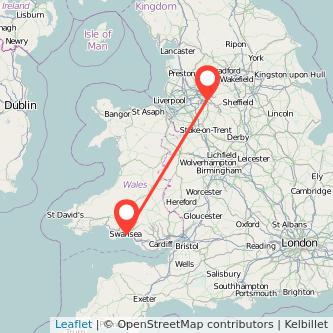 Stockport Swansea train map