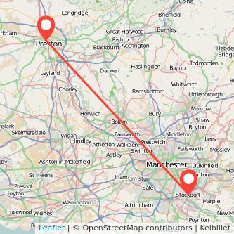 Stockport Preston train map