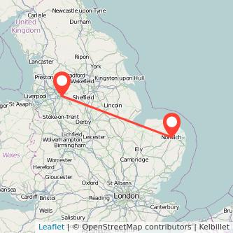 Stockport Norwich train map