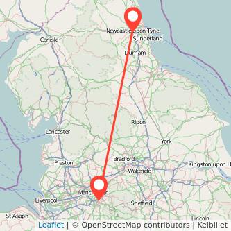 Stockport Newcastle upon Tyne train map