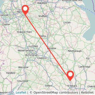 Stockport Luton train map