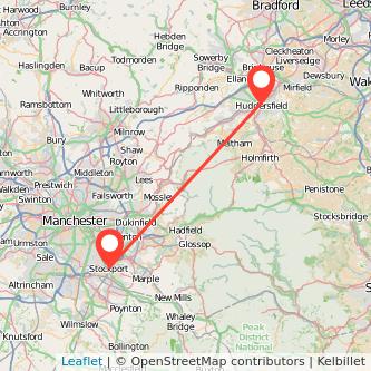 Stockport Huddersfield train map