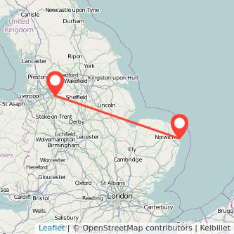 Stockport Great Yarmouth train map