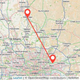 Stevenage Ilford train map