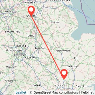 Stevenage Sheffield train map