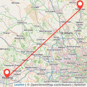 Stevenage Reading train map