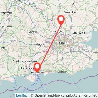 Stevenage Portsmouth train map