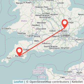 Stevenage Plymouth bus map