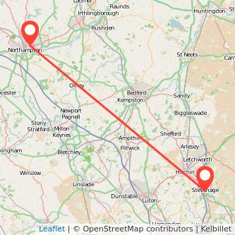 Stevenage Northampton train map