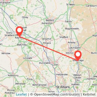 Stevenage Milton Keynes bus map