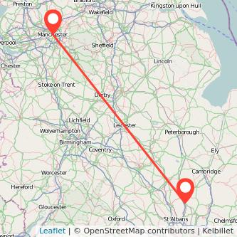 Stevenage Manchester train map