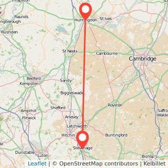 Stevenage Huntingdon train map