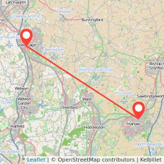 Stevenage Harlow bus map