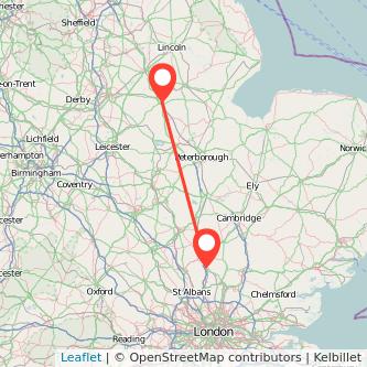 Stevenage Grantham train map