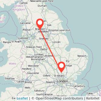 Stevenage Bradford bus map