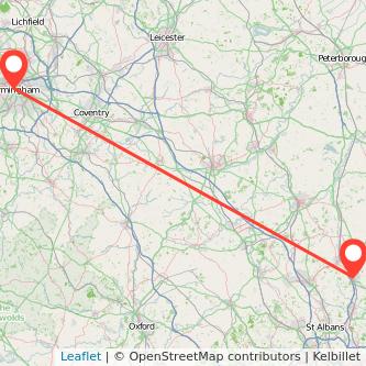 Stevenage Birmingham train map