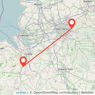 Stalybridge Wrexham train map