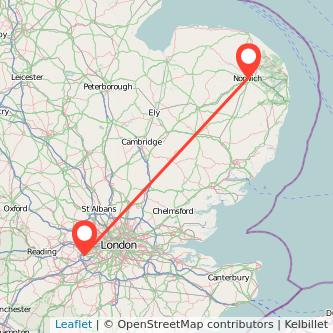 Staines Norwich train map