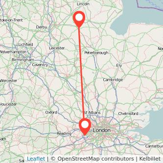 Staines Grantham train map