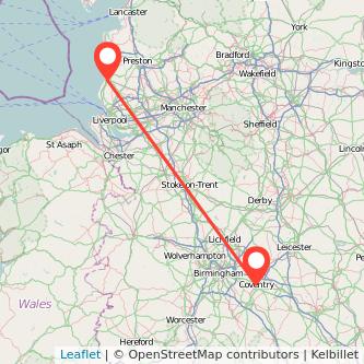 Southport Coventry train map