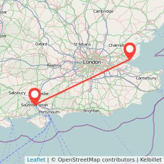 Southend-on-Sea Southampton bus map