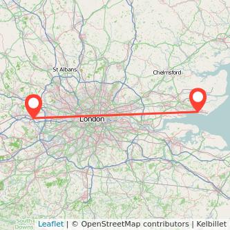 Southend-on-Sea Slough train map