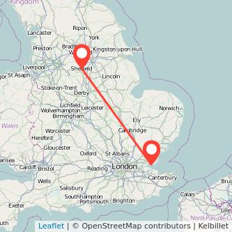 Southend-on-Sea Sheffield bus map