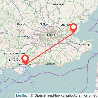 Southend-on-Sea Portsmouth bus map