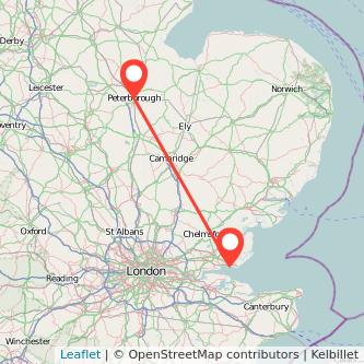 Southend-on-Sea Peterborough bus map