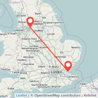 Southend-on-Sea Oldham train map