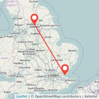 Southend-on-Sea Leeds bus map